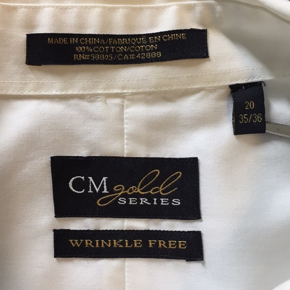 CM Gold White Button Down Long Sleeve Shirt - Picture 12 of 12